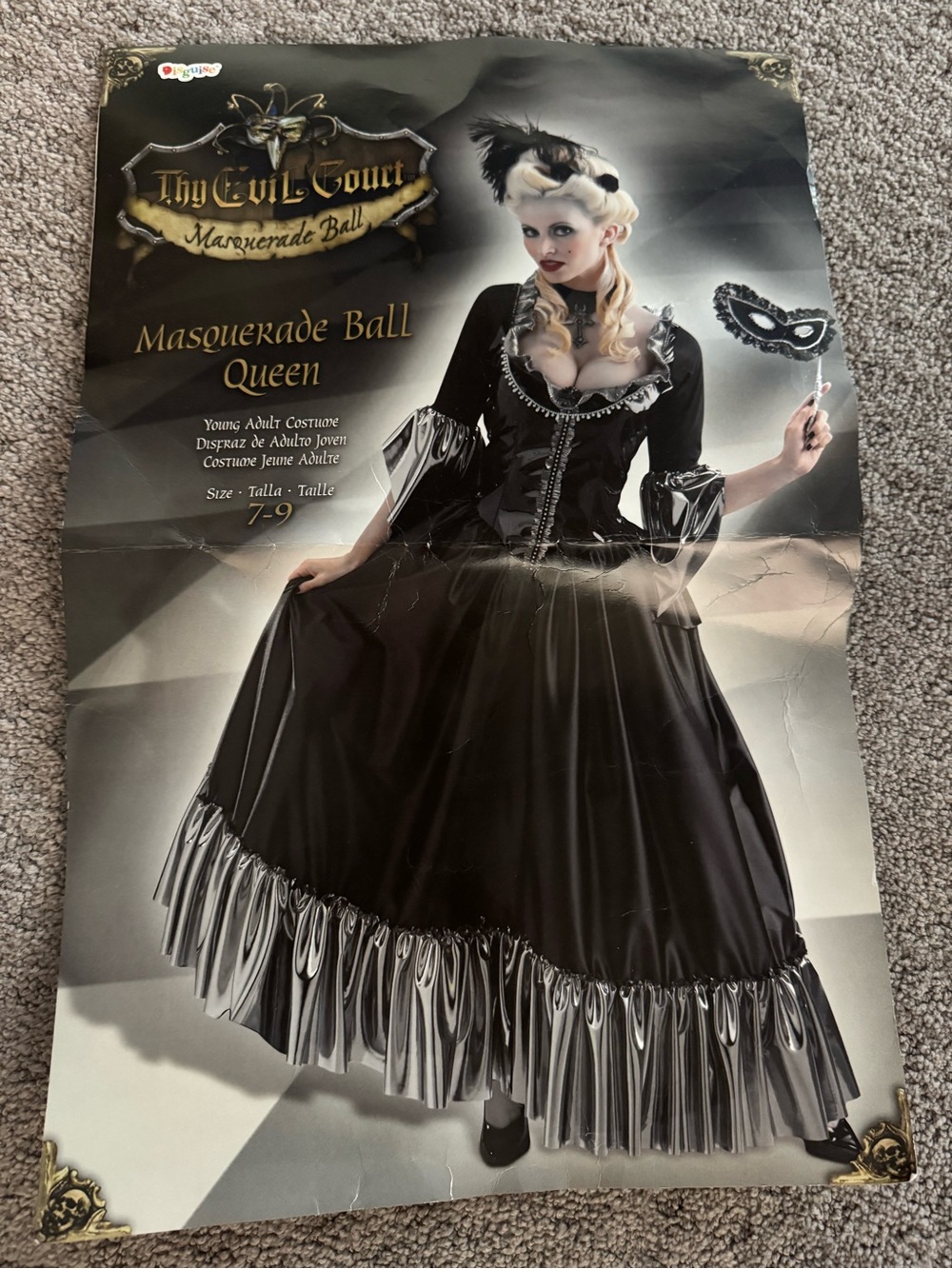 Masquerade Ball Queen womens Costume - Black - size 7-9